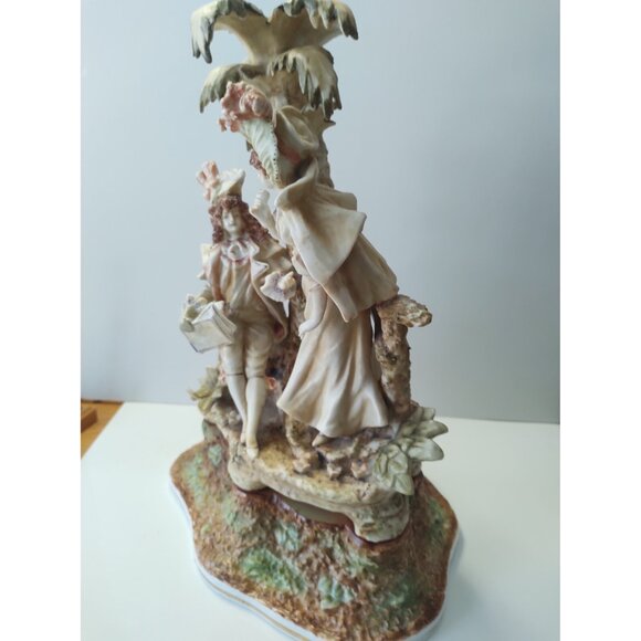 Vintage Arnart Figurine Ceramic Victorian 14" Tall Couple seated near Palm Trees - Picture 5 of 16